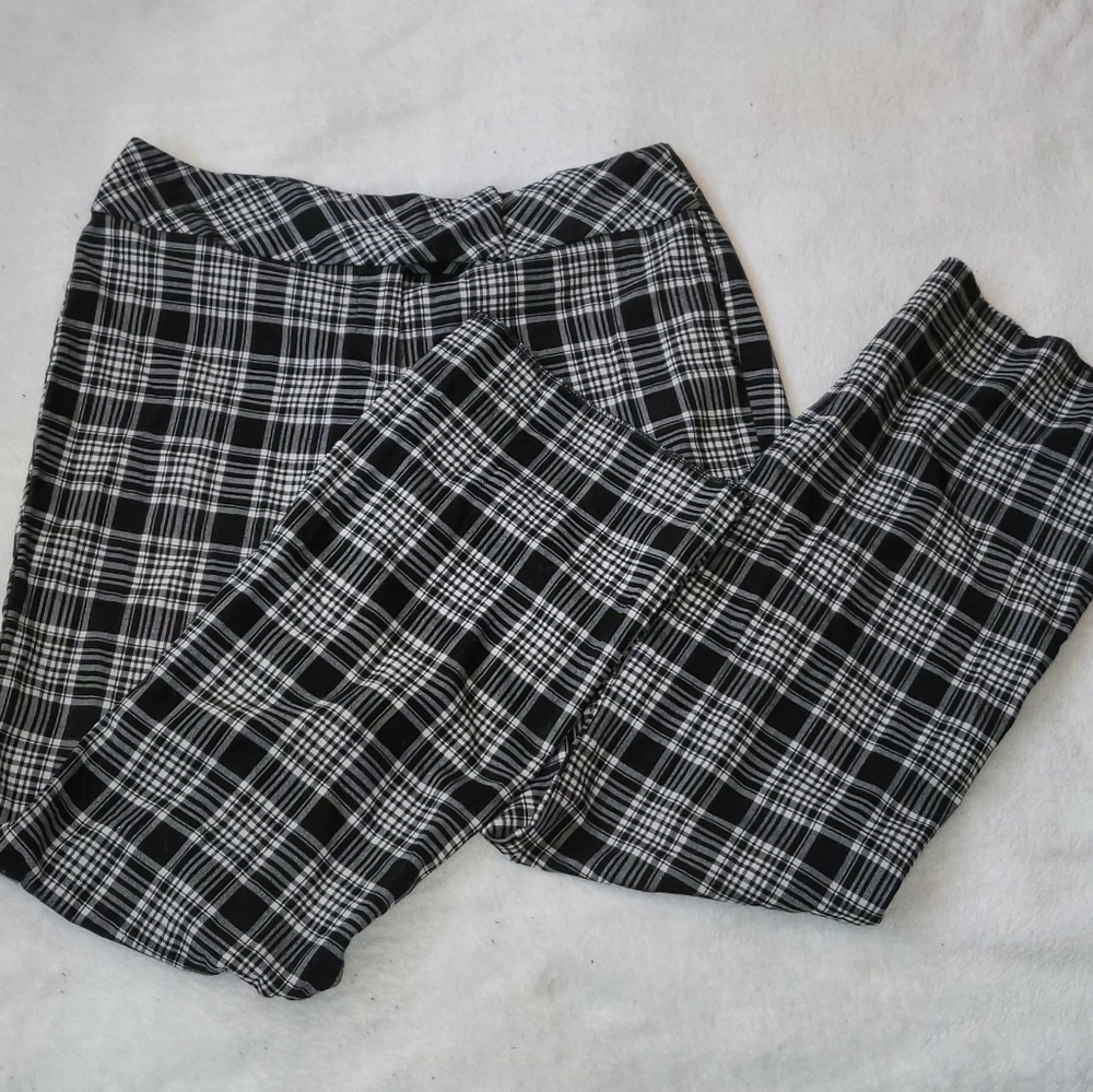 Plaid bootcut pants